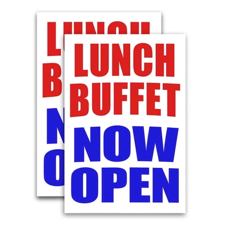 Lunch Buffet Now Open (24" X 36") Vinyl Decal Only (Pack of 2) |Sign|Sticker|Poster