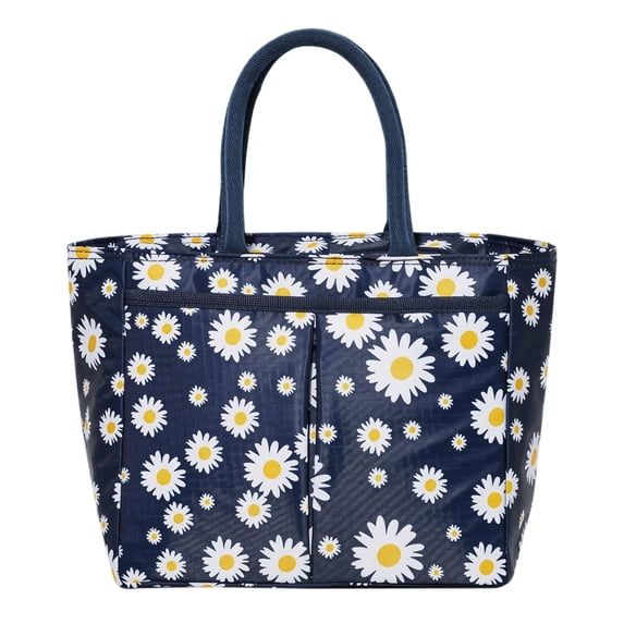 Lunch Carrier | Navy Daisy Insulated Tote | Leakproof Insulated Bag | Work Lunch Bag | Great Gift for Women