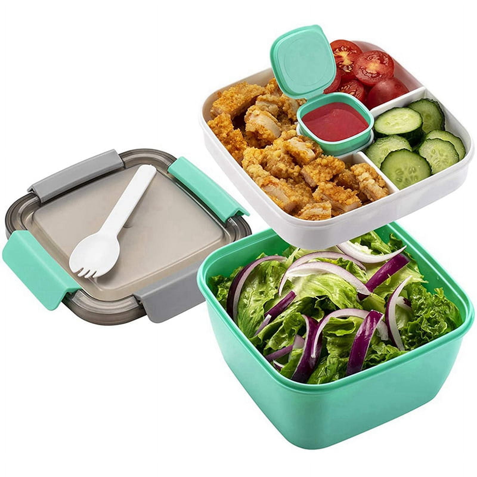 Lunch Container To Go, 1500Ml Salad Bowls with 3 Compartments