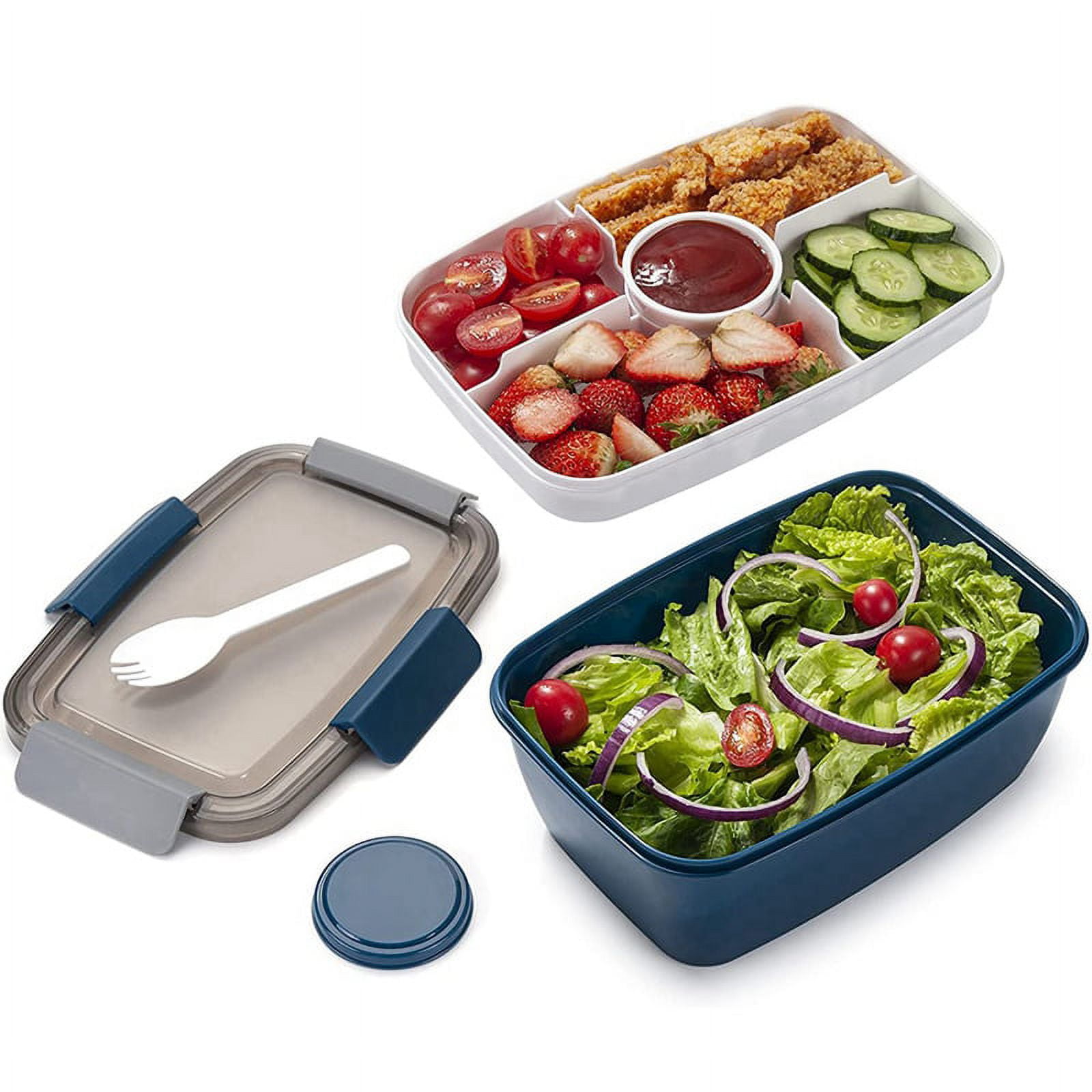 Lunch Container To Go, 2000Ml Salad Bowls with 4 Compartments - Walmart.com