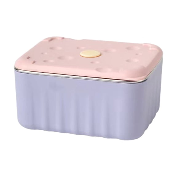 Lunch Containers,Food Storage Containers With Lids,Pink Student Lunch Box,5in,Food-Grade Stainless Steel Liner,Water Injection Heating,Microwave Safe,Portable For School,Kitchen Use.(Purple)