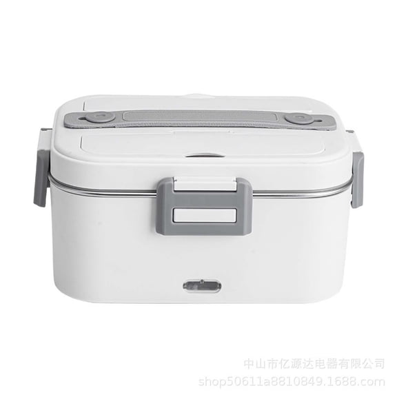 Lunch Containers Portable Electric Lunch Box Food Warmer: 1.8L Heated Lunch Box for Adults, 75W Fast Heating Lunchbox Food Heater With Fork and Spoon (White, 24X17X12CM)
