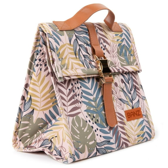 Lunch Cooler Bag - Small - 24 x 15x 24 cms - Pink Monstera