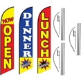 thumbnail image 1 of Lunch Dinner Special Now Open Restaurant Advertising Feather Flag Kits Package, Includes 3 Banner Flags, 3 Flag Poles, and 3 Ground Stakes, 1 of 3