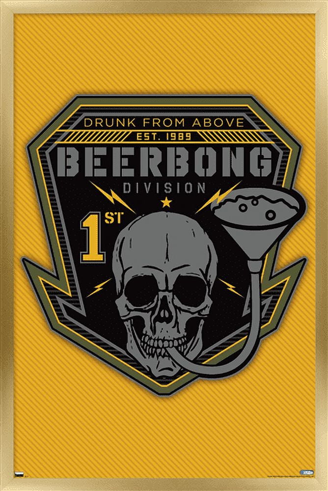 Lunch Hour Productions - Beerbong Division Wall Poster, 22.375" x 34" Framed