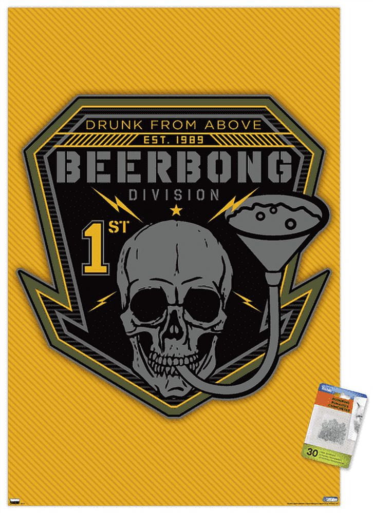 Lunch Hour Productions - Beerbong Division Wall Poster with Pushpins, 22.375" x 34"
