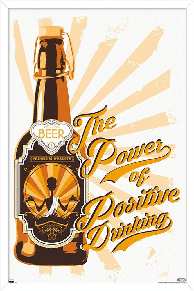 Lunch Hour Productions - Positive Drinking Wall Poster, 14.725" x 22.375" Framed