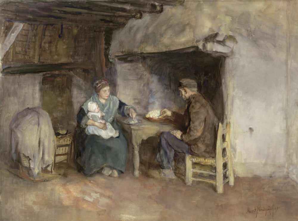 Lunch In A FarmerS Family Canvas Art - (36 x 24)