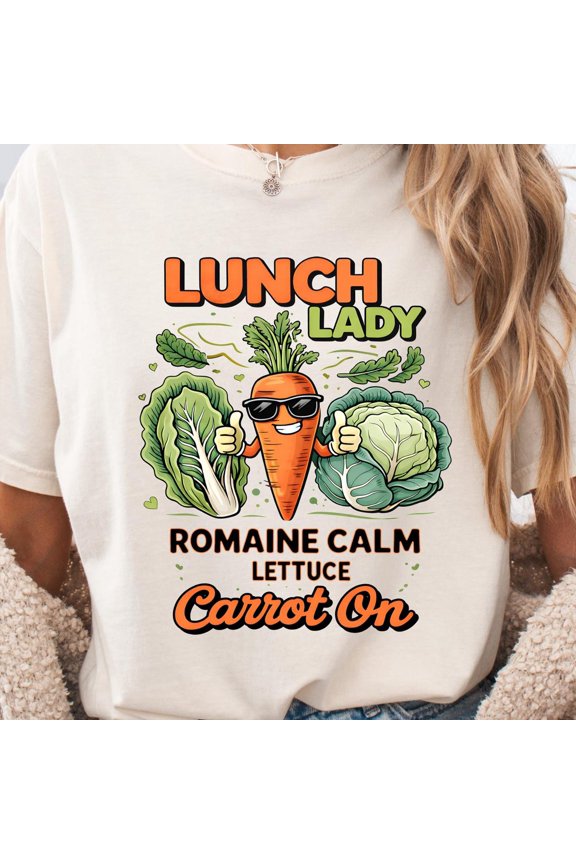 Lunch Lady Romaine Carrot Calm Lettuce Pun Yogi Yoga Lettuce TShirt Funny Vegan Teacher Gi
