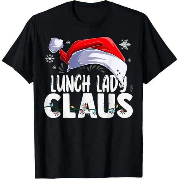 Lunch Lady Santa Claus Christmas Funny Matching Costume T-Shirt