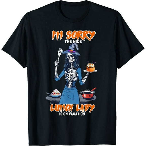 Lunch Lady Skeleton Worker Halloween All Hallows' Eve T-Shirt