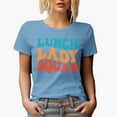 thumbnail image 1 of Lunch Lady Squad, School Themed, Groovy Retro Wavy Text Merch Gift, Baby Blue T-Shirt, XL, 1 of 5
