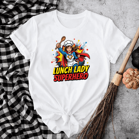 Lunch Lady Superhero Kitchen Whisk Utensil Mask Cape Education Unisex T-Shirt, S-5XL