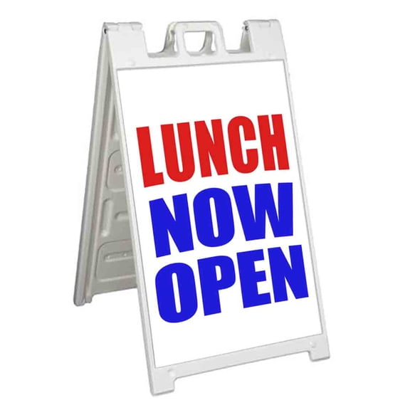 Lunch Now Open (24" X 36") Standard A-Frame Signicade, Includes Decal Applied To Stand