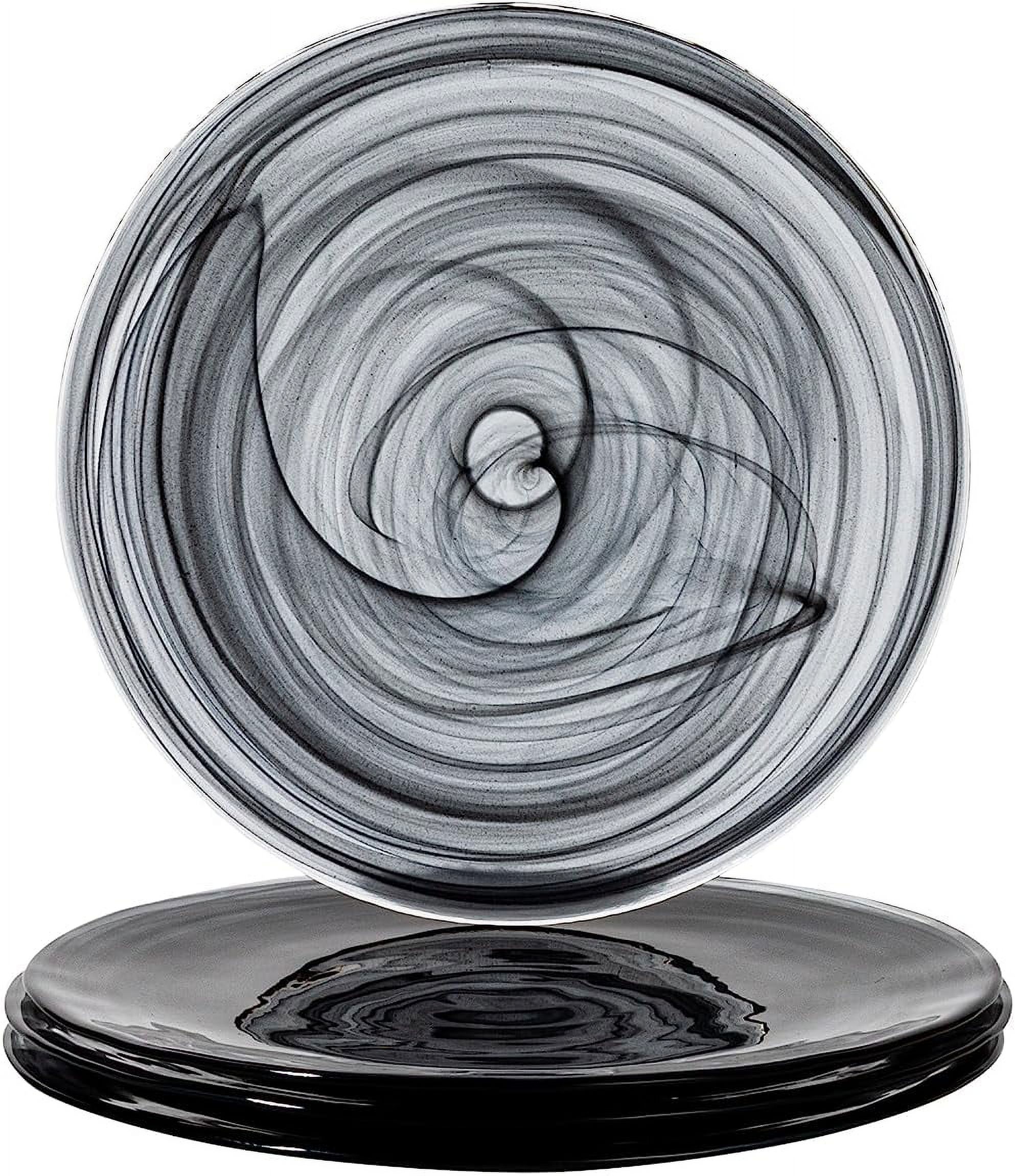 Lunch Plates, Set of 4 Black Alabaster Plates, 8.5" Plate with