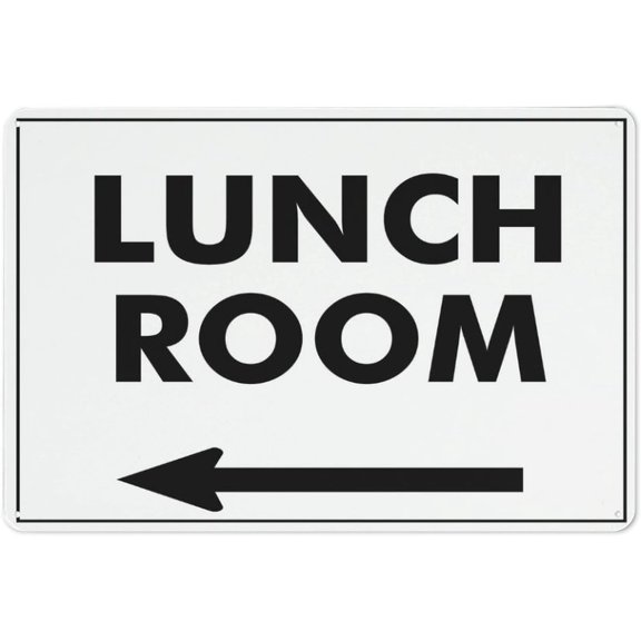 Lunch Room (Arrow Left) Reflective Aluminum Sign - 8"x12", UV Protected, Waterproof, 4 Pre-Drilled Holes - Office, Factory, School, Hospital