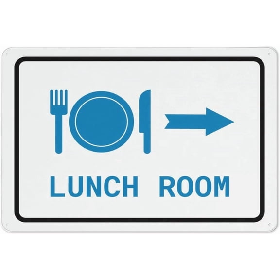 Lunch Room Right Arrow Aluminum Metal Tin Sign 8"x12" - Safety Restriction Alert Warning Plate, Lunch Room Direction Sign
