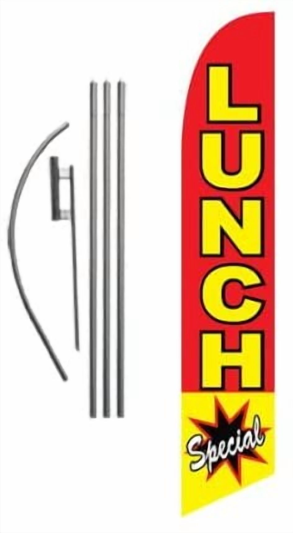Lunch Special Restaurant Advertising Feather Banner Swooper Flag Sign with Flag Pole Kit and Ground Stake