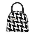 thumbnail image 1 of Lunch Tote Bag Black White Lattice Print Trendy Lightweight Reusable Stylish Bento Box for Adult Black, 1 of 7
