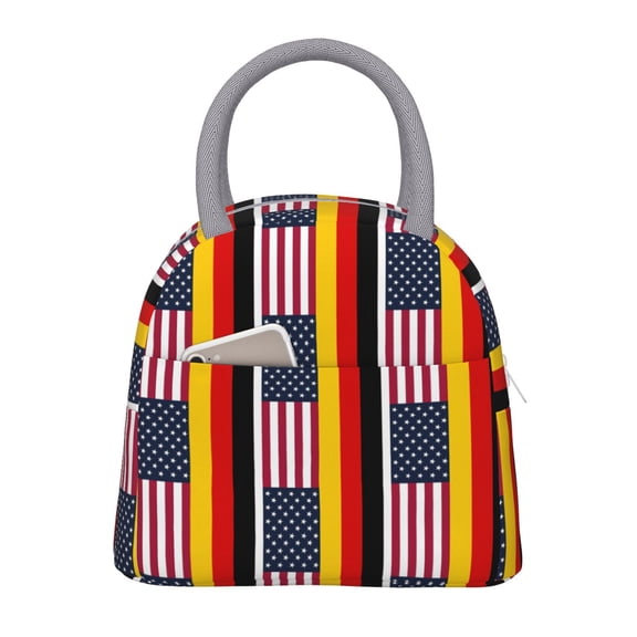 Lunch Tote Bag German America Flag Trendy Lightweight Reusable Stylish Bento Box for Adult Light Grey