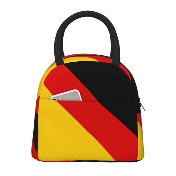 Lunch Tote Bag German Flag Trendy Lightweight Reusable Stylish Bento Box for Adult Black