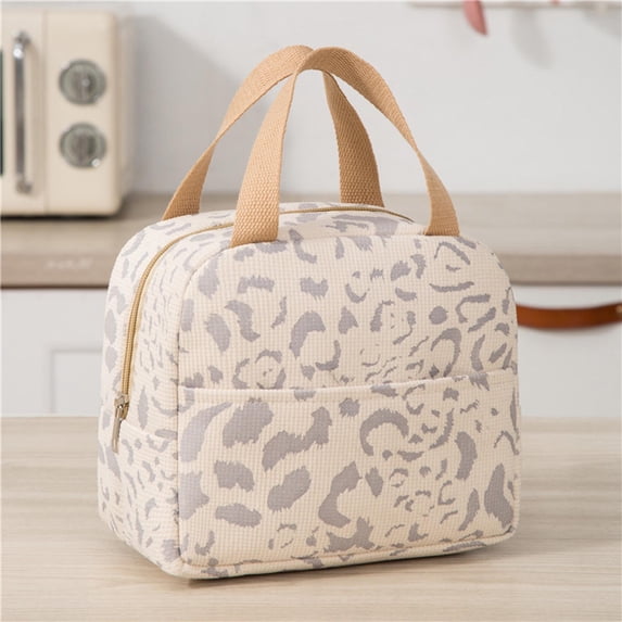 Lunch Tote Bag, Insulated Cooler Lunch Bag, Leopard Print Lunch Container, Reusable Lunch Box Tote, Portable Thermal Lunch Bag