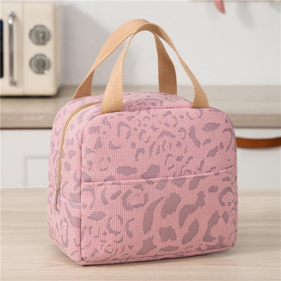 Lunch Tote Bag, Insulated Cooler Lunch Bag, Leopard Print Lunch Container, Reusable Lunch Box Tote, Portable Thermal Lunch Bag
