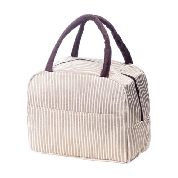 Lunch Tote Bag | Insulated Leakproof Reusable Bag | Striped Lunch Bag for Office Work Picnic | Gift for Coworker Gift for Student