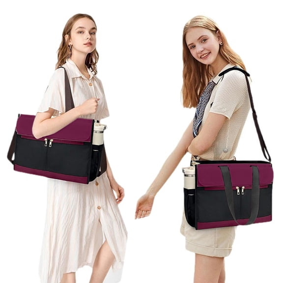 Lunch Tote Bag – Insulated Lunch Box | 15.6in Laptop Compartment, Waterproof Polyester, Large Cup Holders, Office Nurse Teacher Work | White, Black, Purple