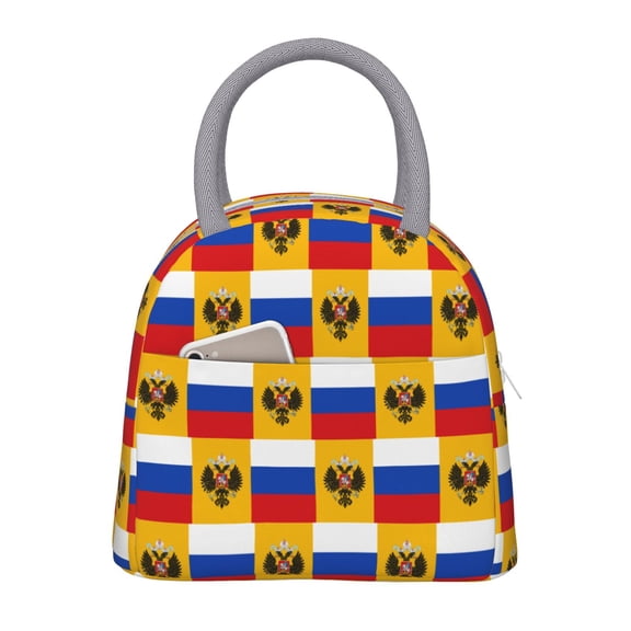 Lunch Tote Bag New Russian Flag Trendy Lightweight Reusable Stylish Bento Box for Adult Light Grey