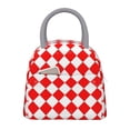 thumbnail image 1 of Lunch Tote Bag Red Checkerboard Pattern Trendy Lightweight Reusable Stylish Bento Box for Adult Light Grey, 1 of 7