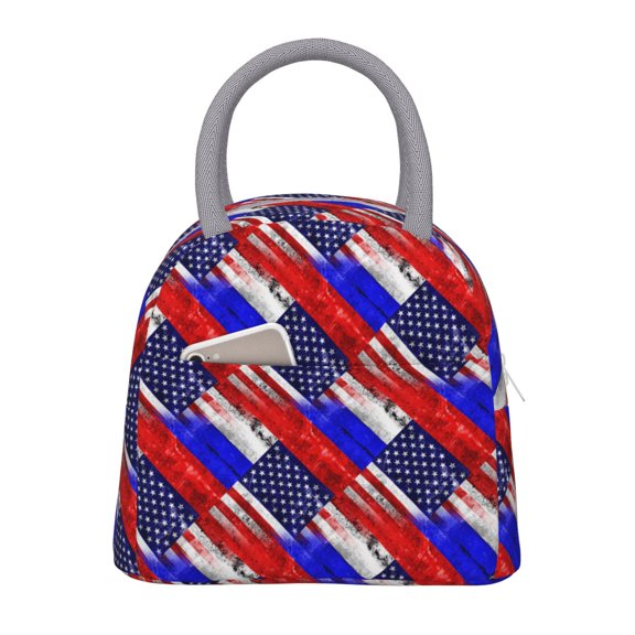 Lunch Tote Bag Russian America Flag Trendy Lightweight Reusable Stylish Bento Box for Adult Light Grey