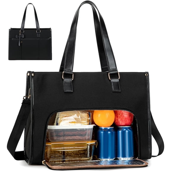 Lunch Tote Bag for Women,15.6 Inch Laptop Work Bag with Insulated Lunch Compartment,Water Resistant