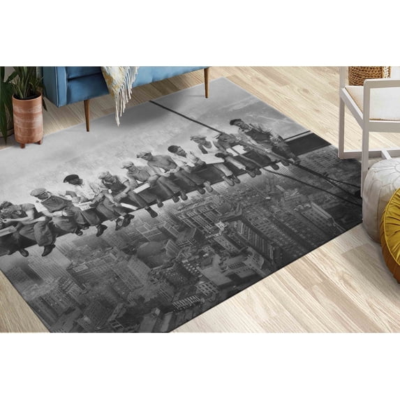 Lunch atop a Skyscraper Rugs, Accent Rugs, Modern Rugs, Outdoor Rug, Popular Rug, Luxury Rug, New York Rugs, Kitchen Rugs, Gray Rugs, 3.3'x5' - 100x150 cm
