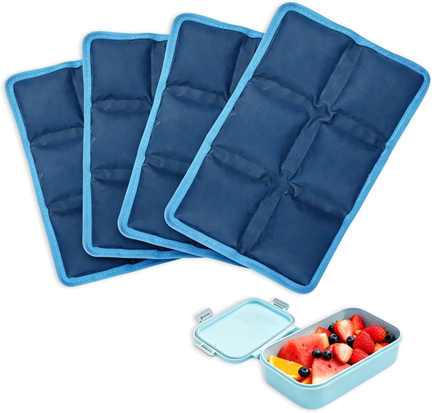 Lunch box ice pack, 4-pack reusable thin small ice packs, soft gel freezer pack suitable for lunch bag and freezer, - leak-proof food grade ice pack set