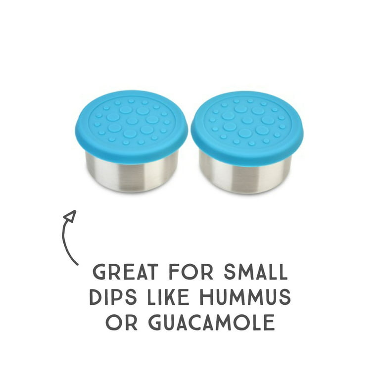 LunchBots 2.5 oz Leak Proof Dips Containers - Set of 2 (2.5 oz) - Spill Proof in Bags and Bento Boxes - Food Grade Stainless Steel with Silicone Lids