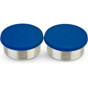 LunchBots 2.5 oz Stainless Steel Dressing Container for Condiments, Dips, Snacks, Dipping Sauce Cups with Silicone Lid, Fits in Lunch Bags and Bento Boxes - Set of 2 - Blue