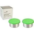thumbnail image 1 of LunchBots 2.5 oz Stainless Steel Dressing Container for Condiments, Dips, Snacks, Dipping Sauce Cups with Silicone Lid, Fits in Lunch Bags and Bento Boxes - Set of 2 - Green, 1 of 8