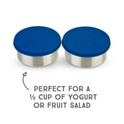 LunchBots 4.5oz Leak Proof Dips Condiment Containers - Set of 2 (4.5 oz) - Spill Proof in Bags and Bento Boxes - Food Grade Stainless Steel and Silicone Lids - Dishwasher Safe - Blue Set