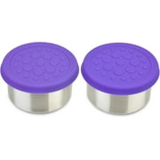 LunchBots 4.5 oz Stainless Steel Dressing Container for Condiments, Dips, Snacks, Dipping Sauce Cups with Silicone Lid, Fits in Lunch Bags and Bento Boxes - Set of 2 - Purple