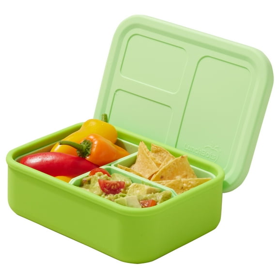 LunchBots Build -a- Bento, Platinum Food Grade Silicone Bento Box, Leak Proof, BPA Free, Oven & Dishwasher safe 28 oz Capacity - Green