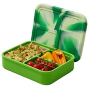 LunchBots Build -a- Bento, Platinum Food Grade Silicone Bento Box, Leak Proof, BPA Free, Oven & Dishwasher safe 32 oz Capacity - Tie Dye Green