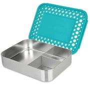LunchBots Large Trio Stainless Steel Lunch Container -Three Section Design for Sandwich and Two Sides - Metal Bento Lunch Box for Kids or Adults - Eco-Friendly - Stainless Lid - Aqua Dots