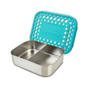 LunchBots Medium Duo Snack Container - Divided Stainless Steel Food Container - Two Sections for Half Sandwich and a Side - Eco-Friendly - Dishwasher Safe - Stainless Lid - Aqua Dots