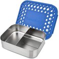 thumbnail image 1 of LunchBots Medium Trio II Snack Container - Divided Stainless Steel Food Container - Three Sections for Snacks On the Go - Eco-Friendly, Dishwasher Safe, BPA-Free - Stainless Lid - Blue Dots, 1 of 6