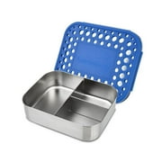 LunchBots Medium Trio II Snack Container - Divided Stainless Steel Food Container - Three Sections for Snacks On The Go - Eco-Friendly, Dishwasher Safe, BPA-Free - Stainless Lid - Blue Dots