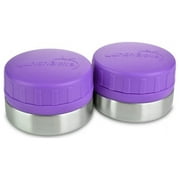 LunchBots Rounds Leak Proof 4 oz. Stainless Snack Container Jar, Set of 2, Purple Lid
