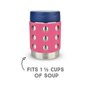LunchBots Thermal 12 oz Triple Insulated Food Container - Hot 6 Hours or Cold 12 Hours - Leak Proof Thermos Soup Jar - All Stainless Interior - Navy Lid - Pink Dots