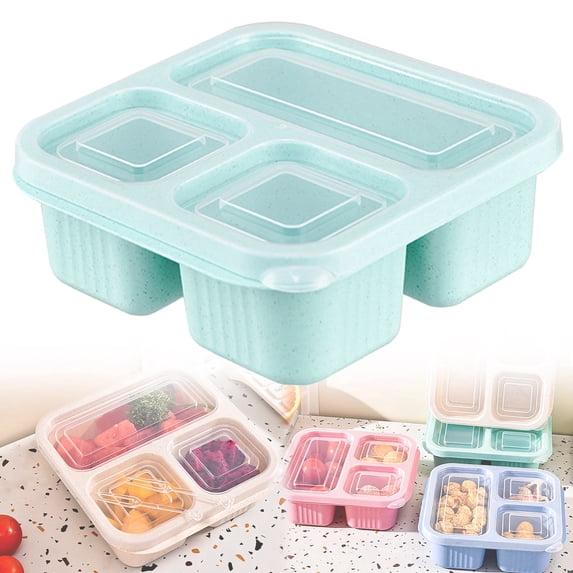 Lunchable Snack Containers – Bento Box Adult with 3 Compartments, Transparent Lid, Microwave Safe, Reusable Food Storage for Work, Travel