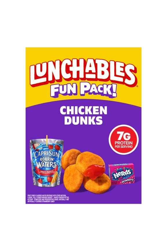 Chicken Dunks with Capri Sun Roarin' Waters Fruit Punch and Nerds Fun Pack, 3.8 oz & 6 fl oz Package